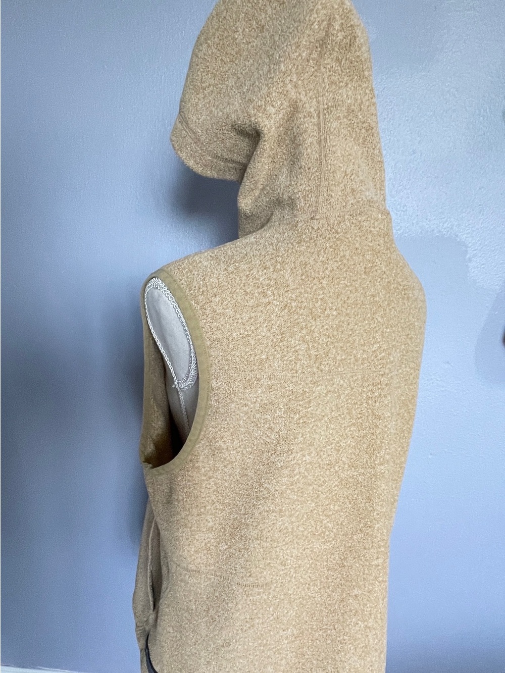 REI Hooded Sleeveless Zip-Up Fleece Vest in Tan size XL - Picture 4 of 10